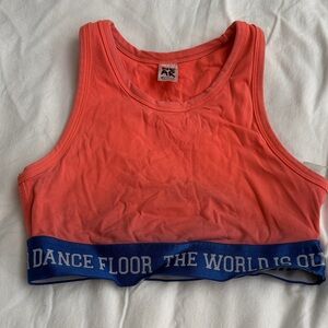 Zumba Fitness Coral Tank Top with Blue Logo Band